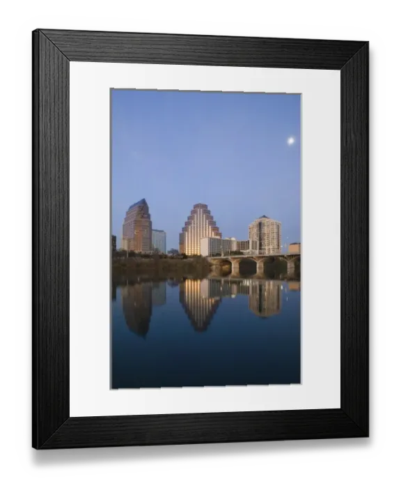 Framed Print : USA, TEXAS, Austin: City Skyline along Town Lake / Sunset Framed Print : USA, TEXAS, Austin: City Skyline along Town Lake / Sunset