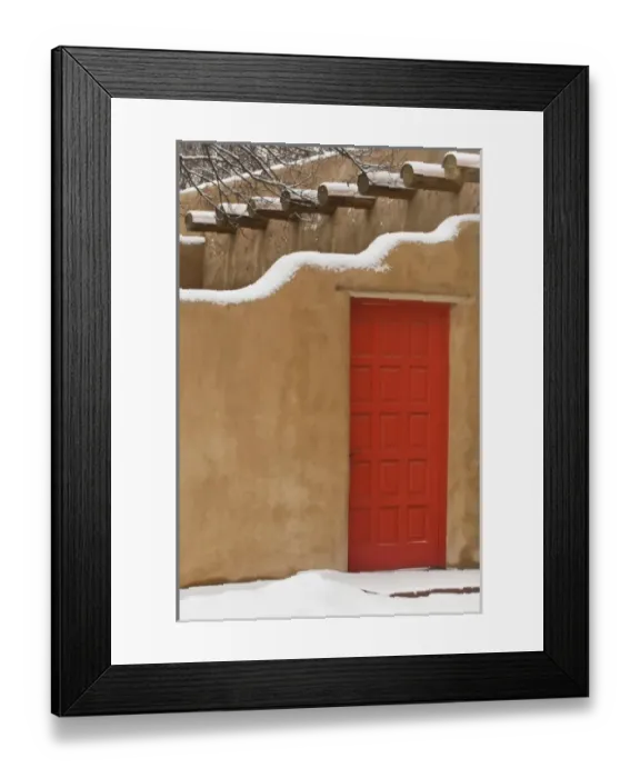 Framed Print : USA, NM, Santa Fe, Snow on Adobe House Framed Print : USA, NM, Santa Fe, Snow on Adobe House