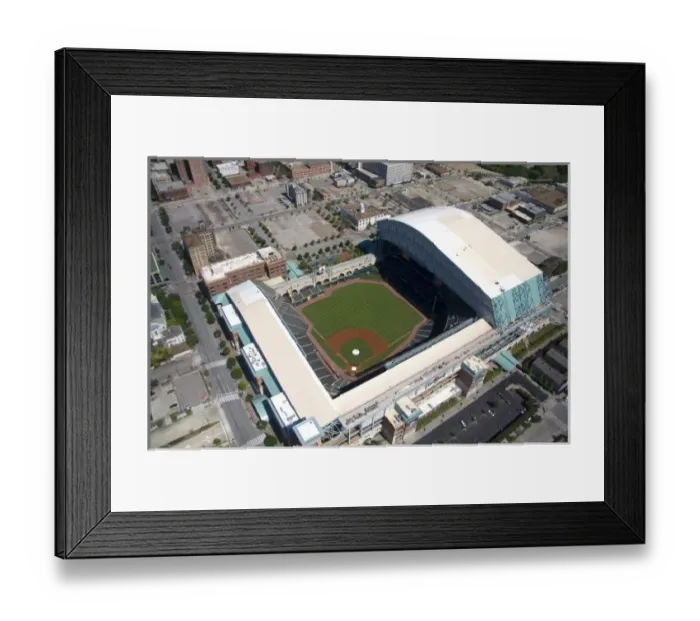 Framed Print : Aerial view of Minute Maid Park baseball stadium in Houston, Texas Framed Print : Aerial view of Minute Maid Park baseball stadium in Houston, Texas