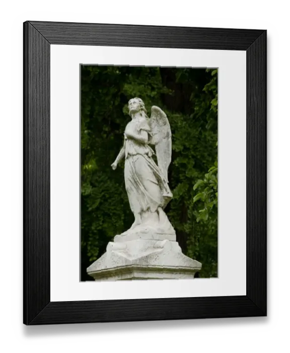 Framed Print : USA, New York, New York City, Marble angel statue atop family grave in Greenwood