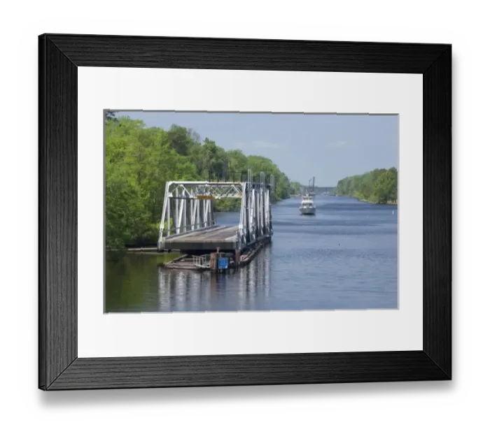 Framed Print : North Carolina, Centerville. Centerville Bridge along the Atlantic Intracoastal Waterway