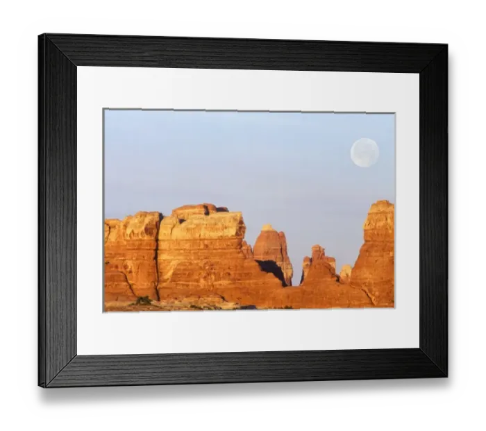 Framed Print : USA, Utah, Canyonlands NP, Full Moon Over The Needles Framed Print : USA, Utah, Canyonlands NP, Full Moon Over The Needles