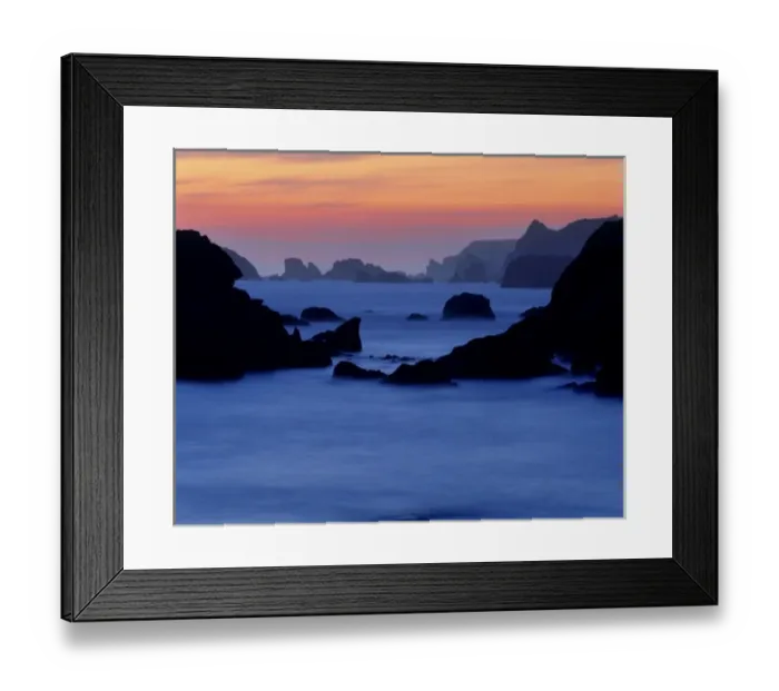 Framed Print : USA, Oregon, Harris Beach SP. A long exposure creates a misty effect at sunset Framed Print : USA, Oregon, Harris Beach SP. A long exposure creates a misty effect at sunset