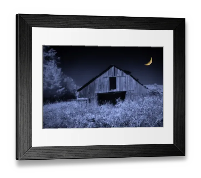 Framed Print : North America, USA, North Carolina, digitally altered infrared image of an old barn in the fall