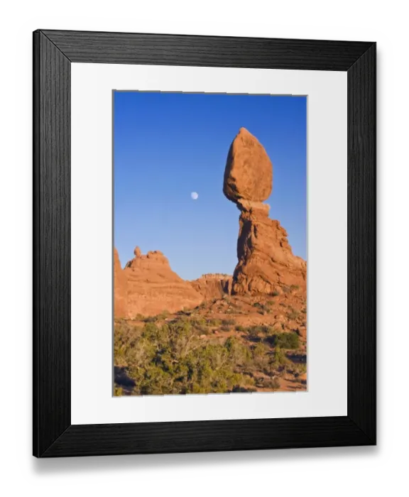 Framed Print : USA, UT, Arches NP, Moon Rising at Balanced rock Framed Print : USA, UT, Arches NP, Moon Rising at Balanced rock