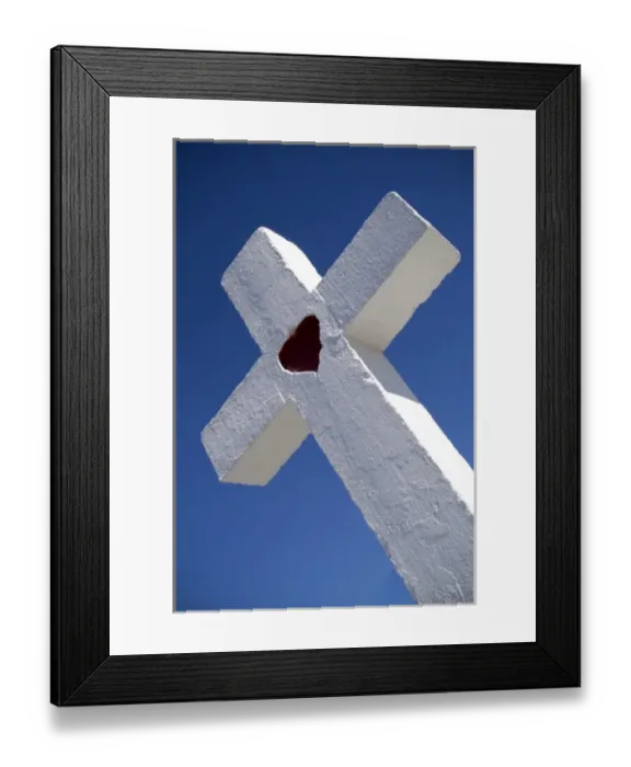 Framed Print : Santa Cruz, New Mexico, United States. White cross with heart Framed Print : Santa Cruz, New Mexico, United States. White cross with heart