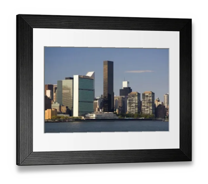 Framed Print : Green fronted United NAtions building and skyscrapers in New York City, New York, USA Framed Print : Green fronted United NAtions building and skyscrapers in New York City, New York, USA