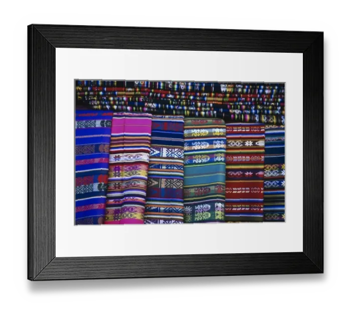 Framed Print : USA, New Mexico, Santa Fe. Display of colorful blankets for sale Framed Print : USA, New Mexico, Santa Fe. Display of colorful blankets for sale