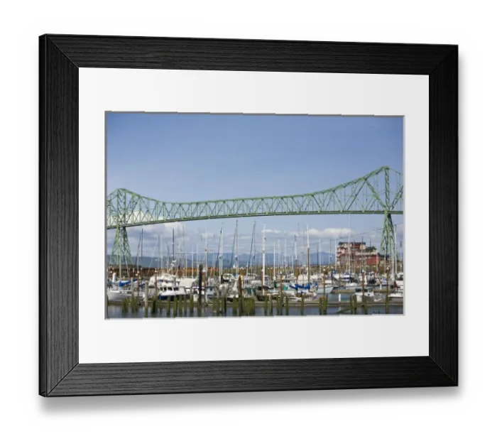 Framed Print : View of marina and historic Astoria Bridge on the Columbia River. Astoria, Oregon Framed Print : View of marina and historic Astoria Bridge on the Columbia River. Astoria, Oregon