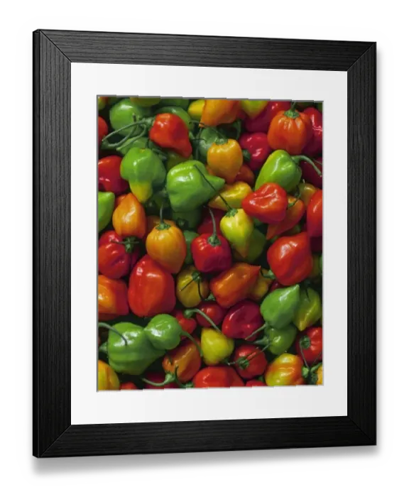 Framed Print : USA, Oregon, Willamette Valley. Display of freshly picked habanero peppers Framed Print : USA, Oregon, Willamette Valley. Display of freshly picked habanero peppers