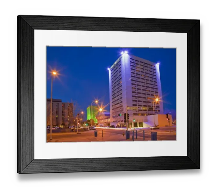 Framed Print : Tall buildings at dusk in downtown Albuquerque, New Mexico