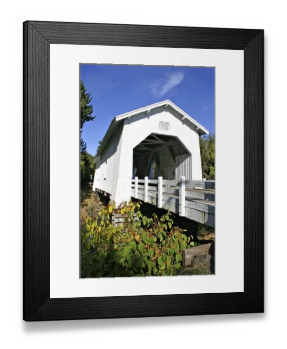 Framed Print : Historic Hoffman Covered bridge near Albany Oregon