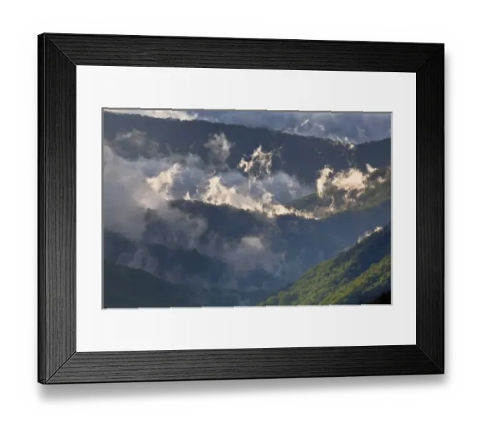 Framed Print : Clouds in Oconaluftee Valley at sunrise, Great Smoky Mountains National Park, North