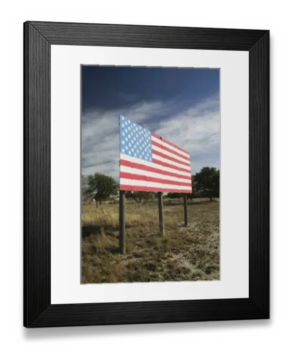 Framed Print : USA, TEXAS, Hill Country, Johnson City: US Flag Billboard Framed Print : USA, TEXAS, Hill Country, Johnson City: US Flag Billboard