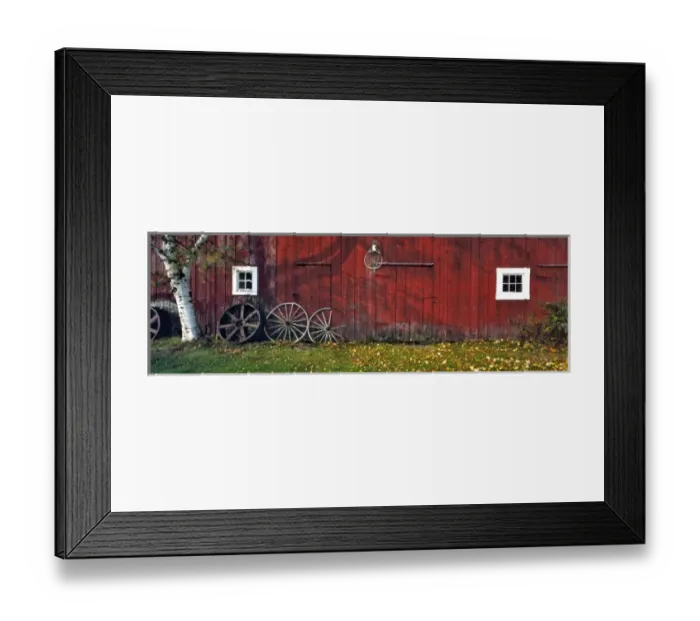 Framed Print : USA, New Hampshire, Franconia Notch. Autumn color enhances the deep red siding of