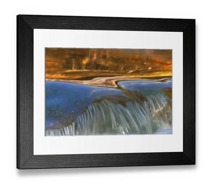 Framed Print : USA, Vermont. Autumn reflections on cascade in stream Framed Print : USA, Vermont. Autumn reflections on cascade in stream