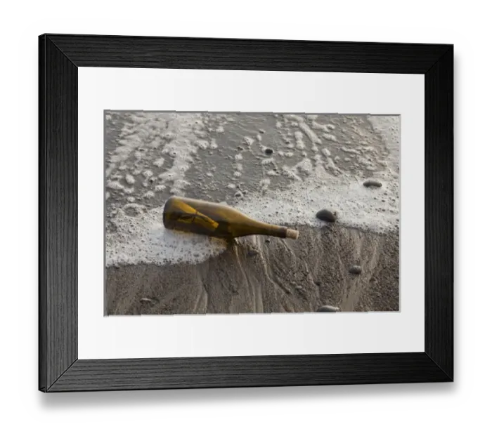 Framed Print : USA, Washington, Olympic National Park. Message in a bottle washed up on shore Framed Print : USA, Washington, Olympic National Park. Message in a bottle washed up on shore