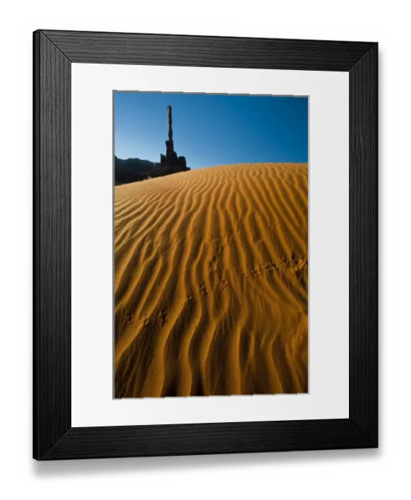 Framed Print : USA, Utah. Totem Pole formation rises above sand dunes at Monument Valley Navajo Tribal Park Framed Print : USA, Utah. Totem Pole formation rises above sand dunes at Monument Valley Navajo Tribal Park