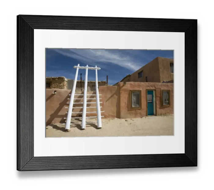 Framed Print : NM, New Mexico, Acoma Pueblo Sky City occupied since circa AD 1150, ladder poles point north-south Framed Print : NM, New Mexico, Acoma Pueblo Sky City occupied since circa AD 1150, ladder poles point north-south