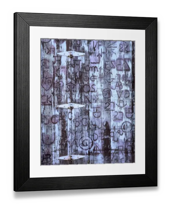 Framed Print : USA, Oregon, Redmond, Cattle brands burned into rustic barn door