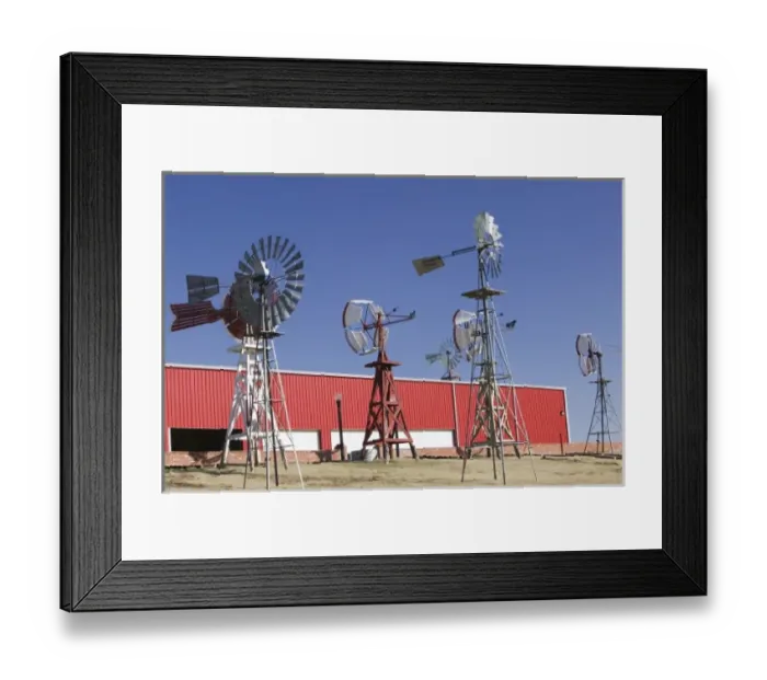 Framed Print : USA, TEXAS, Lubbock: American Wind Power Center Historic Windmills