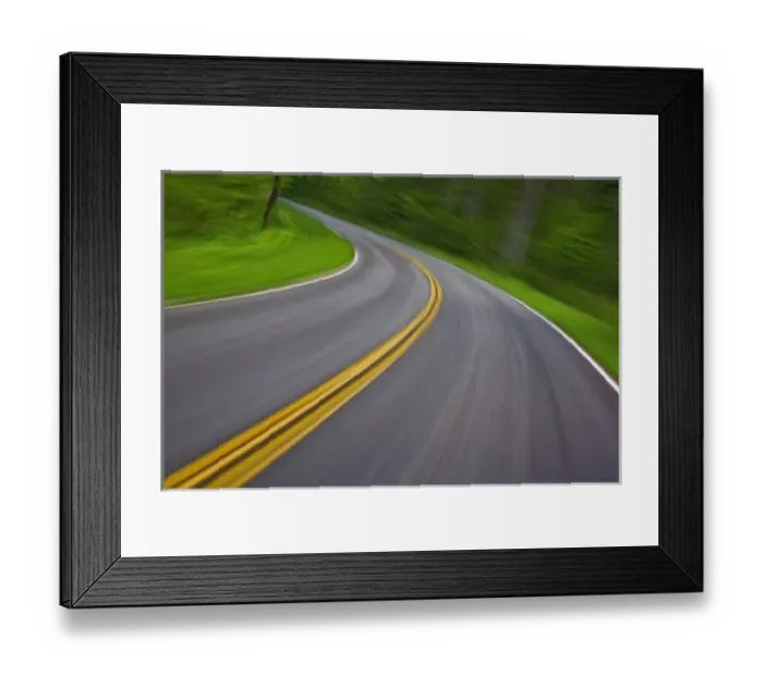 Framed Print : Blurred motion view of U. S. 441 through the Great Smokies National Park, from a moving automobile Framed Print : Blurred motion view of U. S. 441 through the Great Smokies National Park, from a moving automobile