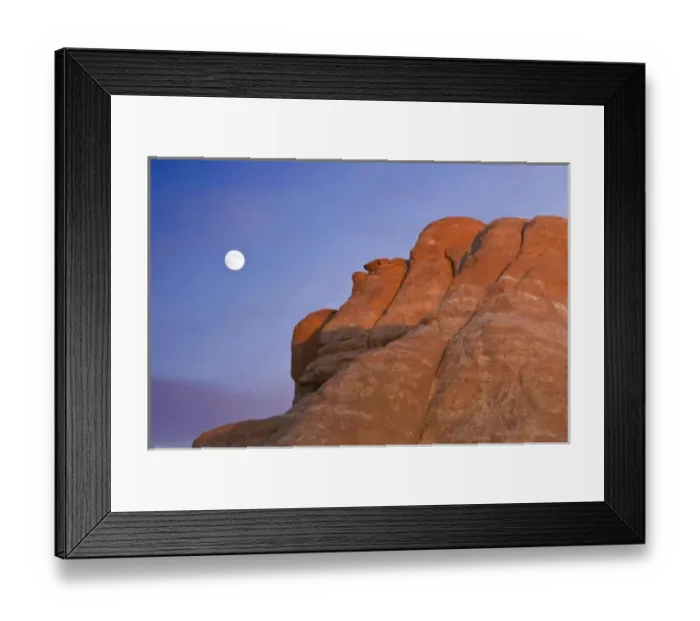 Framed Print : USA, UT, Arches NP, Moon Rising at Devils Garden