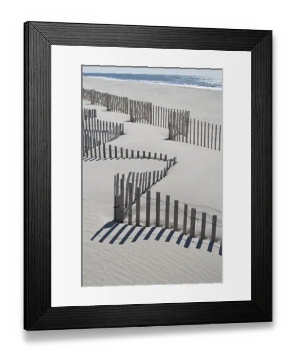 Framed Print : USA, New York, Southampton. Beach erosion fence, Westhampton Beach