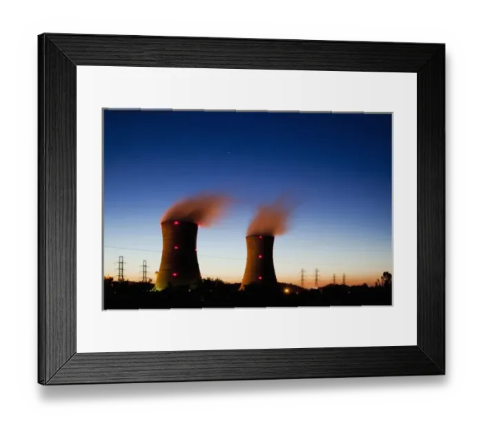 Framed Print : USA, Pennsylvania, Middletown, Steam vents from cooling tower at Three Mile Island