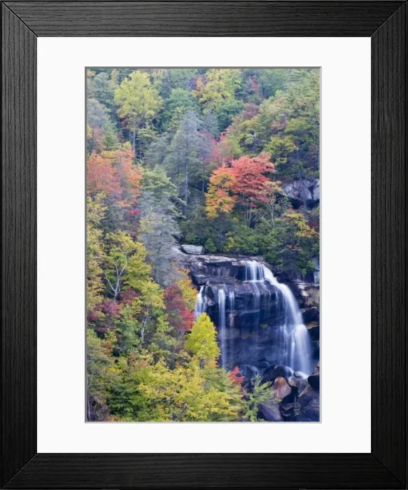 Framed Print : Dramatic Whitewater Falls in autumn in the Nantahala National Forest of North Carolina