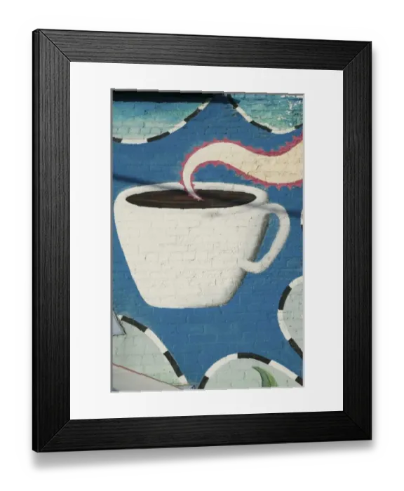 Framed Print : USA, TEXAS, Dallas: Deep Ellum Entertainment District Coffee Cup Mural Framed Print : USA, TEXAS, Dallas: Deep Ellum Entertainment District Coffee Cup Mural