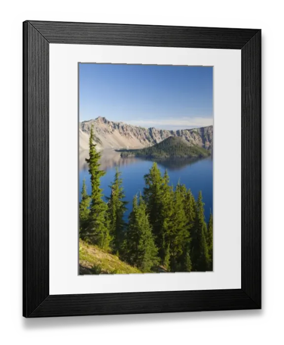 Framed Print : OR, Crater Lake National Park, Crater Lake and Wizard Island Framed Print : OR, Crater Lake National Park, Crater Lake and Wizard Island