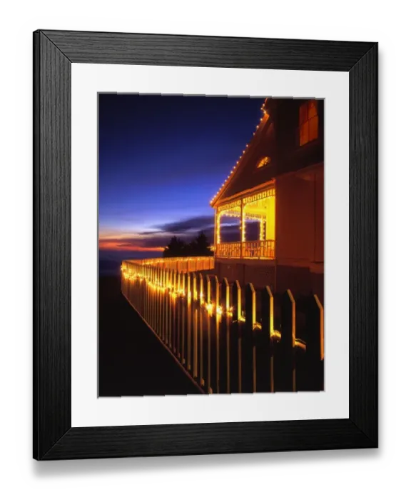 Framed Print : USA, Oregon, Heceta Head Lighthouse, Lighthouse keepers house decorated with Framed Print : USA, Oregon, Heceta Head Lighthouse, Lighthouse keepers house decorated with
