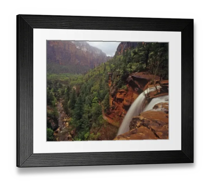 Framed Print : Waterfall along the Emerald Pools Trail in Zion National Park, Utah, USA Framed Print : Waterfall along the Emerald Pools Trail in Zion National Park, Utah, USA