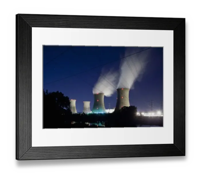 Framed Print : USA, Pennsylvania, Middletown, Steam vents from cooling tower at Three Mile Island