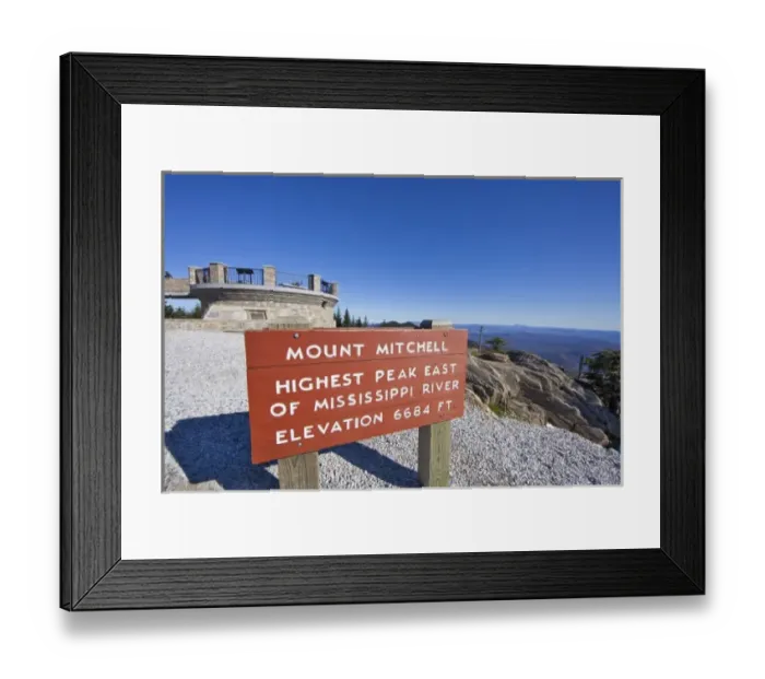 Framed Print : Summit of Mount Mitchell the highest peak east of the Mississippi River in North Carolina Framed Print : Summit of Mount Mitchell the highest peak east of the Mississippi River in North Carolina