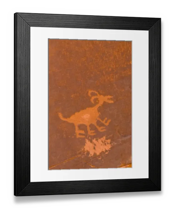 Framed Print : USA, Utah, Monument Valley National Park. Close-up of an ancient petroglyph etching on rock face Framed Print : USA, Utah, Monument Valley National Park. Close-up of an ancient petroglyph etching on rock face