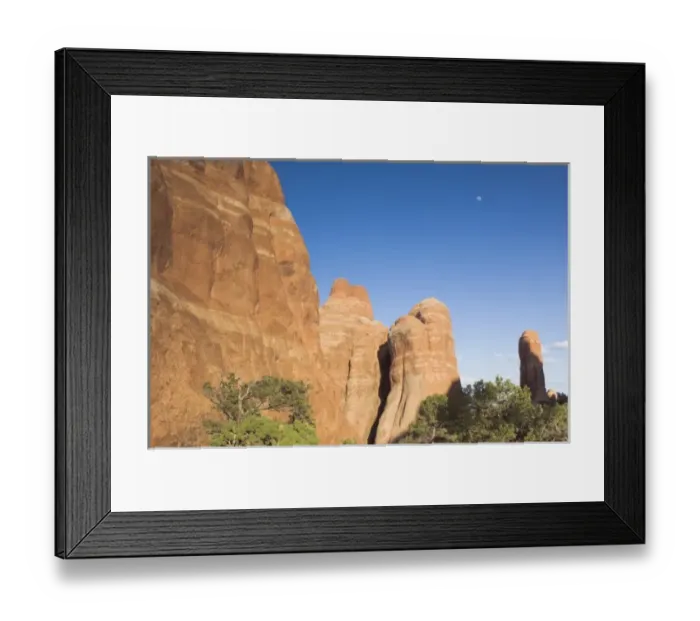 Framed Print : USA, Utah, Arches NP, Moonrise Over Devils Garden