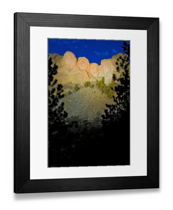 Framed Print : USA, South Dakota. The Mount Rushmore National Memorial lit at twilight Framed Print : USA, South Dakota. The Mount Rushmore National Memorial lit at twilight