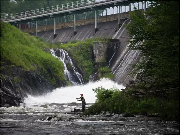 Fly-fishing on the Connecticut River just below First Connecticut Lake, Pittsburgh, New Hampshire
