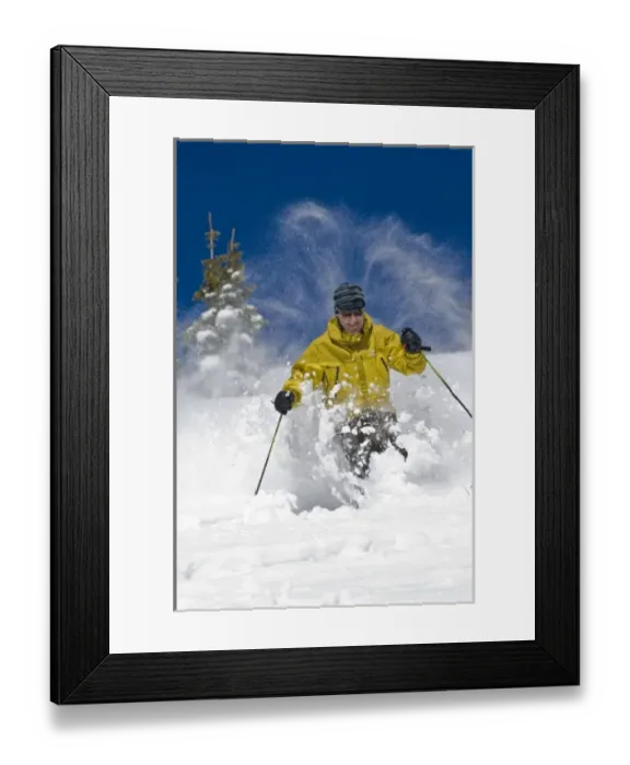 Framed Print : Man skiing, Santa Fe Ski Area, New Mexico, USA. (MR)