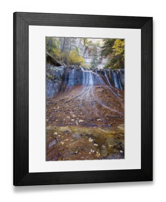 Framed Print : UT, Zion National Park, Waterfall, Left Fork of North Creek Framed Print : UT, Zion National Park, Waterfall, Left Fork of North Creek