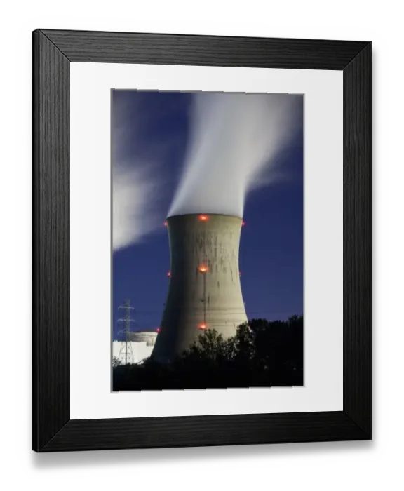 Framed Print : USA, Pennsylvania, Middletown, Steam vents from cooling tower at Three Mile Island