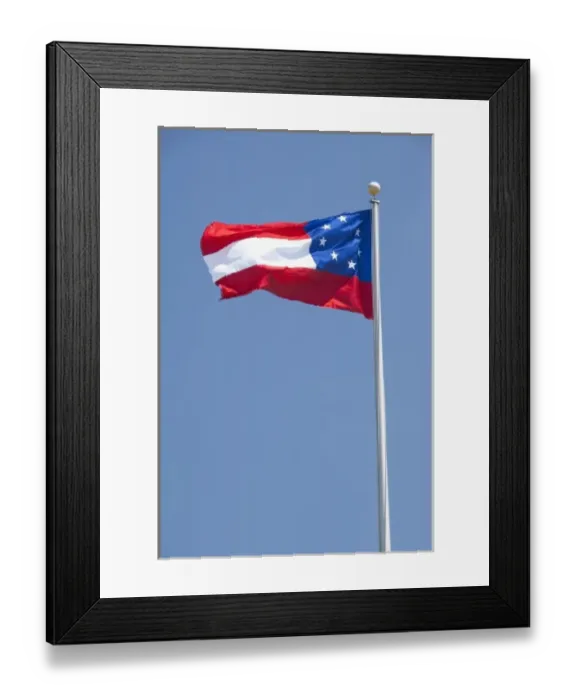 Framed Print : South Carolina, Charleston, Fort Sumter National Monument. First offical flag of Confederacy