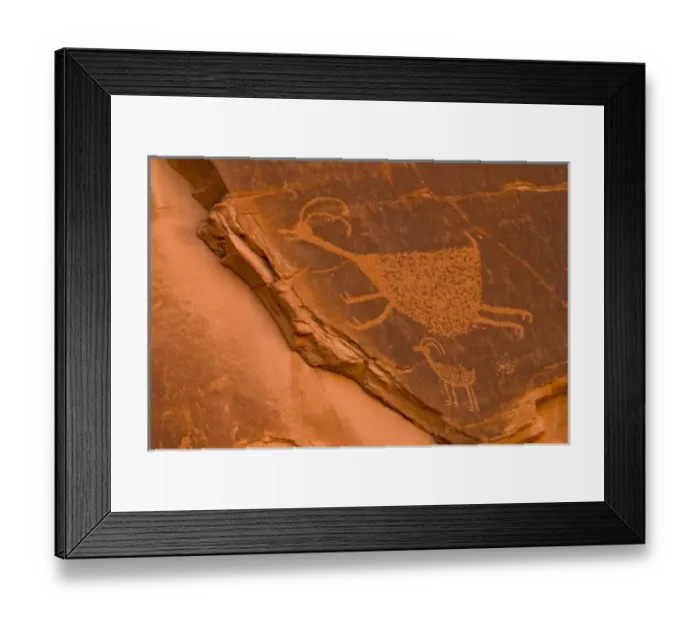 Framed Print : USA, Utah, Monument Valley National Park. Close-up of an ancient petroglyph etching on rock face Framed Print : USA, Utah, Monument Valley National Park. Close-up of an ancient petroglyph etching on rock face