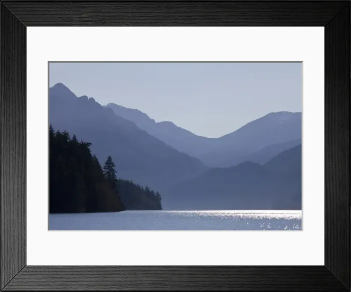 Framed Print : USA, Washington, Olympic National Park. View of Lake Crescent and Mount Stormking on hazy day Framed Print : USA, Washington, Olympic National Park. View of Lake Crescent and Mount Stormking on hazy day