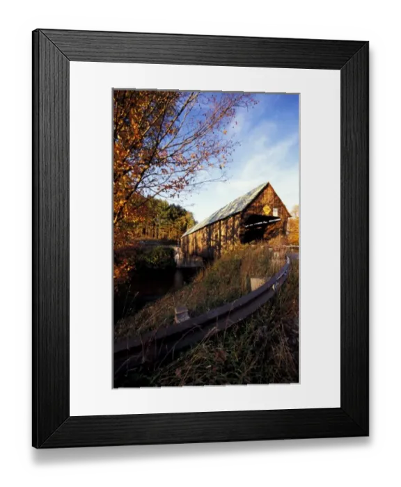 Framed Print : North America, United States, Vermont, Woodstock. The Lincoln Covered Bridge built Framed Print : North America, United States, Vermont, Woodstock. The Lincoln Covered Bridge built
