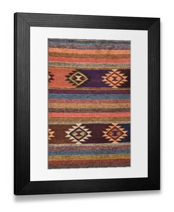 Framed Print : USA, New Mexico, Madrid. Detail in colorful woven rug Framed Print : USA, New Mexico, Madrid. Detail in colorful woven rug