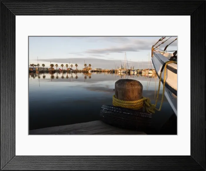 Framed Print : Fulton Harbor, Fulton-Rockport, Refugio Co. Texas, USA, sunset, January