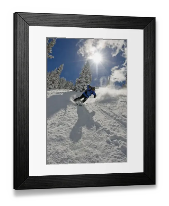 Framed Print : Camron Carpenter enjoys some deep powder in the Wasatch Backcountry, Wasatch Mountains
